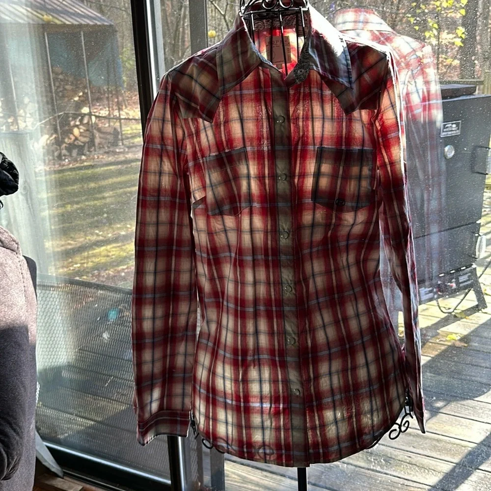This Roper Vintage Dobby Plaid Western - Picture 1 of 7